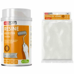 Pack Résine Polyester Type Eco Soloplast 1 Kg - Tissu De Verre Soloplast Roving 100g M2