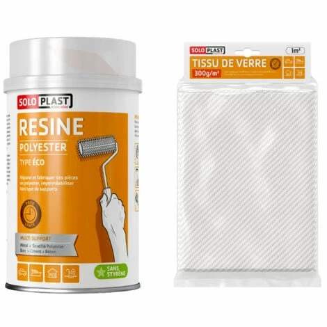 Pack Résine Polyester Type Eco Soloplast 1 Kg - Tissu De Verre Soloplast Roving 300g M2 1 Pack Résine Polyester Type Eco Soloplast 1 Kg - Tissu De Verre Soloplast Roving 300g M2