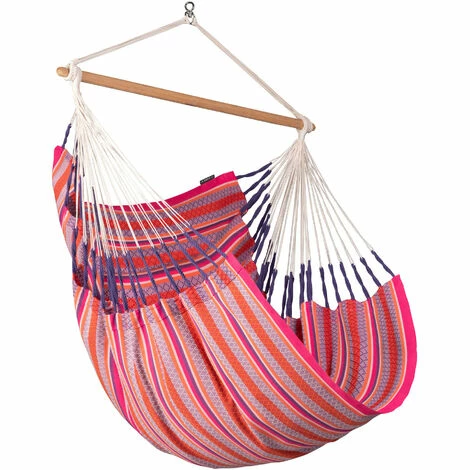 LA SIESTA Habana Flamingo - Chaise-hamac Comfort En Coton Bio - Rouge 1 LA SIESTA Habana Flamingo - Chaise-hamac Comfort En Coton Bio - Rouge