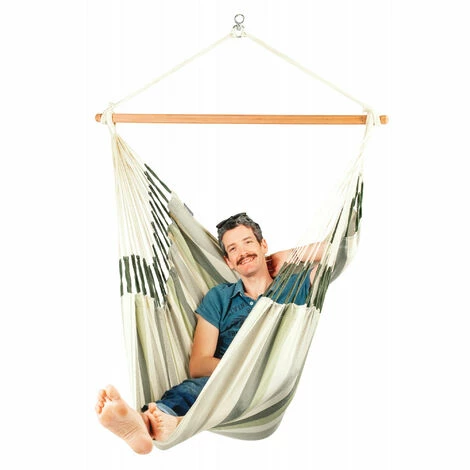 LA SIESTA Domingo Cedar - Chaise-hamac Comfort Outdoor - Blanc / écru 2 LA SIESTA Domingo Cedar - Chaise-hamac Comfort Outdoor - Blanc / écru – Image 2