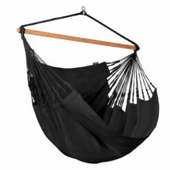 LA SIESTA Habana Onyx - Chaise-hamac Kingsize En Coton Bio - Noir / Gris