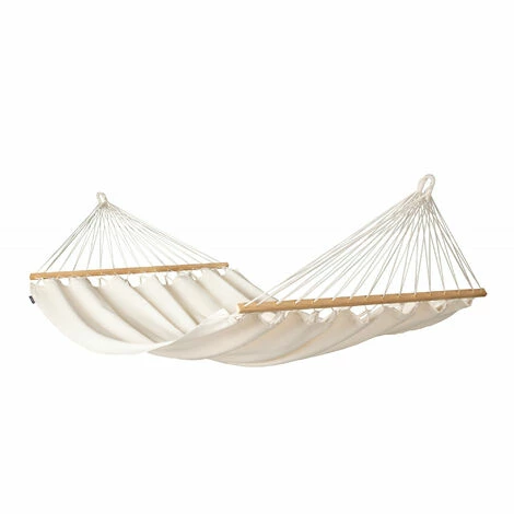 LA SIESTA Florencia Latte - Hamac à Barres Double En Coton Bio - Blanc / écru 1 LA SIESTA Florencia Latte - Hamac à Barres Double En Coton Bio - Blanc / écru