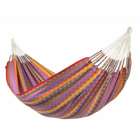 LA SIESTA Flora Flowers - Hamac Classique Double En Coton Bio - Rouge 1 LA SIESTA Flora Flowers - Hamac Classique Double En Coton Bio - Rouge