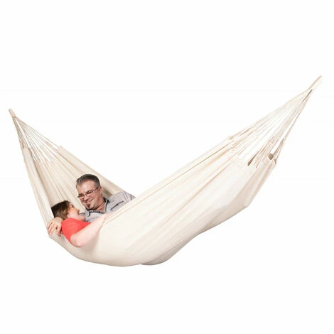 LA SIESTA Modesta Latte - Hamac Classique Double En Coton Bio - Blanc / écru 2 LA SIESTA Modesta Latte - Hamac Classique Double En Coton Bio - Blanc / écru – Image 2