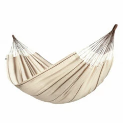 LA SIESTA Modesta Nougat - Hamac Classique Double En Coton Bio - Blanc / écru