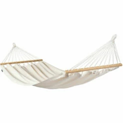 LA SIESTA Florencia Latte - Hamac à Barres Simple En Coton Bio - Blanc / écru