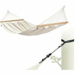 LA SIESTA Florencia Latte - Hamac à Barres Simple En Coton Bio - Blanc / écru 9 LA SIESTA Florencia Latte - Hamac à Barres Simple En Coton Bio - Blanc / écru -SOLOPLAST Soldes Magasin 50341623 5