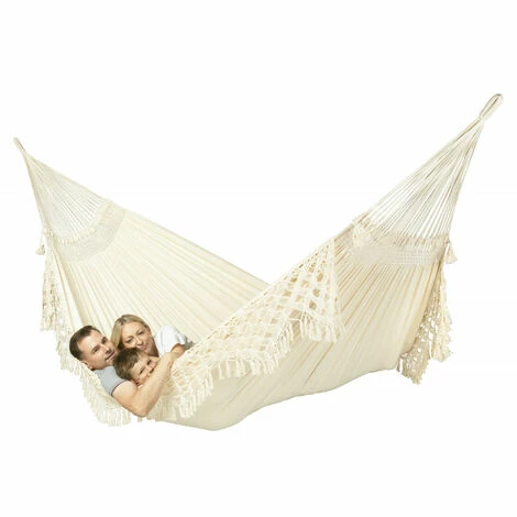 LA SIESTA Bossanova Latte - Hamac Classique Kingsize En Coton Bio - Blanc / écru 2 LA SIESTA Bossanova Latte - Hamac Classique Kingsize En Coton Bio - Blanc / écru – Image 2